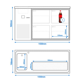 Barowy stół chłodniczy PREMIUM - 1550x700 mm - 4 szuflady - Prime Gastro