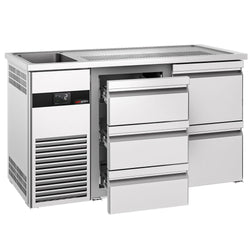 Barowy stół chłodniczy PREMIUM - 1550x700 mm - 5 szuflad
