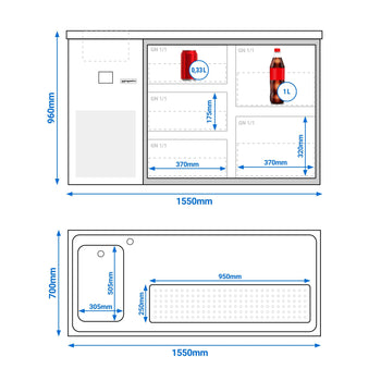 Barowy stół chłodniczy PREMIUM - 1550x700 mm - 5 szuflad - Prime Gastro