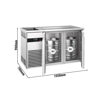 Barowy stół chłodniczy PREMIUM - 1550x700 mm - 2 drzwi - Prime Gastro