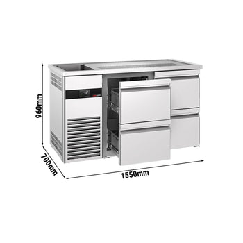 Barowy stół chłodniczy PREMIUM - 1550x700 mm - 4 szuflady - Prime Gastro