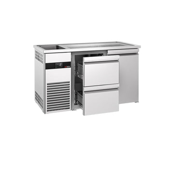 Barowy stół chłodniczy PREMIUM - 1550x700 mm - 1 drzwi & 2 szuflady - Prime Gastro