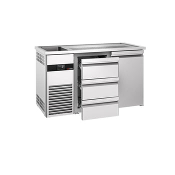 Barowy stół chłodniczy PREMIUM - 1550x700 mm - 1 drzwi & 3 szuflady - Prime Gastro