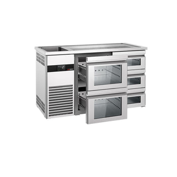 Barowy stół chłodniczy PREMIUM - 1550x700mm - 5 szklanych szuflad - Prime Gastro
