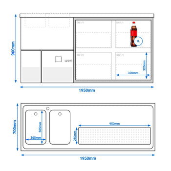 Barowy stół chłodniczy PREMIUM - 1950x700mm - 4 szklane szuflady - Prime Gastro