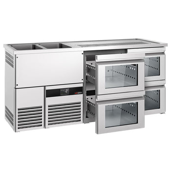 Barowy stół chłodniczy PREMIUM - 1950x700mm - 4 szklane szuflady - Prime Gastro