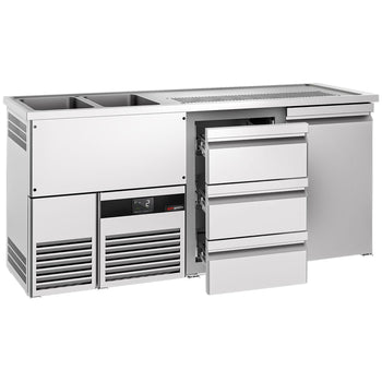 Barowy stół chłodniczy PREMIUM - 1950x700 mm - 1 drzwi & 3 szuflady - Prime Gastro