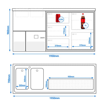 Barowy stół chłodniczy PREMIUM - 1950x700mm - 5 szuflad - Prime Gastro