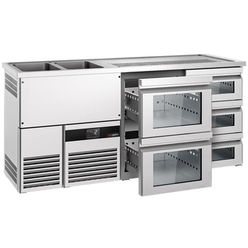 Barowy stół chłodniczy PREMIUM - 1950x700mm - 5 szklanych szuflad - Prime Gastro