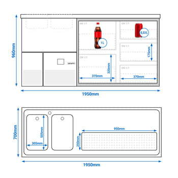 Barowy stół chłodniczy PREMIUM - 1950x700mm - 5 szklanych szuflad - Prime Gastro