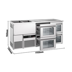 Barowy stół chłodniczy PREMIUM - 1950x700mm - 4 szklane szuflady