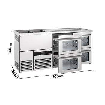 Barowy stół chłodniczy PREMIUM - 1950x700mm - 4 szklane szuflady - Prime Gastro