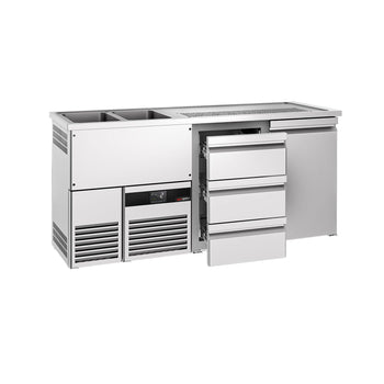 Barowy stół chłodniczy PREMIUM - 1950x700 mm - 1 drzwi & 3 szuflady - Prime Gastro