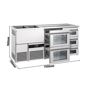 Barowy stół chłodniczy PREMIUM - 1950x700mm - 5 szklanych szuflad - Prime Gastro