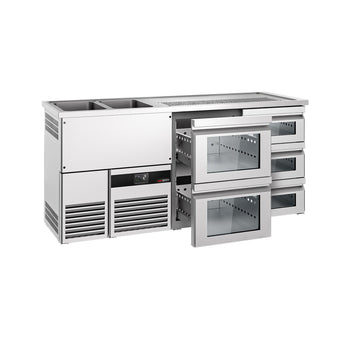 Barowy stół chłodniczy PREMIUM - 1950x700mm - 5 szklanych szuflad - Prime Gastro