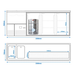 Lada barowa chłodnicza PREMIUM - 2500x700mm - 3 drzwi