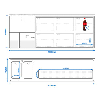 Barowy stół chłodniczy PREMIUM - 2500x700mm - 6 szuflad - Prime Gastro