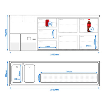 Barowy stół chłodniczy PREMIUM - 2500x700mm - 7 szuflad - Prime Gastro