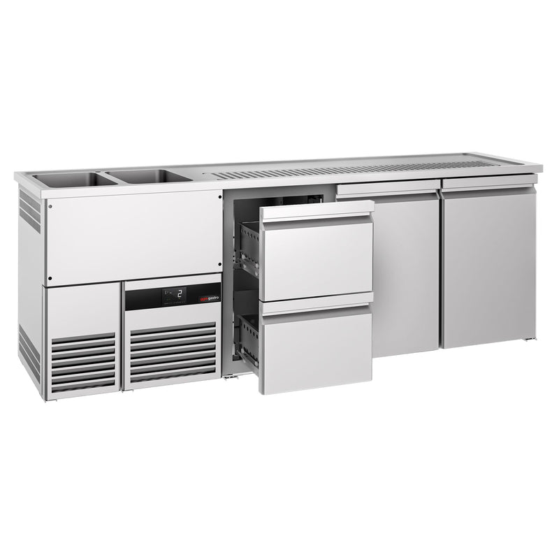 Lada barowa chłodnicza PREMIUM - 2500x700 mm - 2 drzwi z 2 szufladami