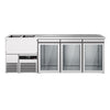 Stół chłodniczy barowy PREMIUM – 2500 x 700 mm – z 3 drzwiami szklanymi
