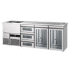 Direct Draw Beer Dispenser / Kegerator PREMIUM - 2500x700mm - Double Glass Doors & 3 Drawers