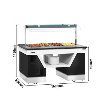 Lada bufetowa ciepła BELFAST - 1600 mm - z bemarem & kółkami - na 4x GN 1/1 - Prime Gastro