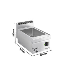 Bemar wodny elektryczny - nastawny - 1,2kW - 1x GN 1/1 lub 2x GN 1/2 - z zaworem spustowym