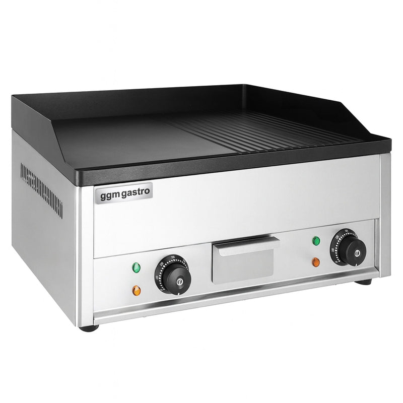 Płyta grillowa elektryczna - 4,4kW - Gładko - ryflowana - Powierzchnia: 600x335mm - nastawna