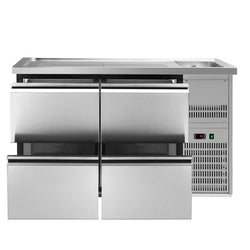 Lada barmańska PREMIUM PLUS - 1550x700mm - 4 Szuflady - z 1 zlewem i 2 ociekaczami