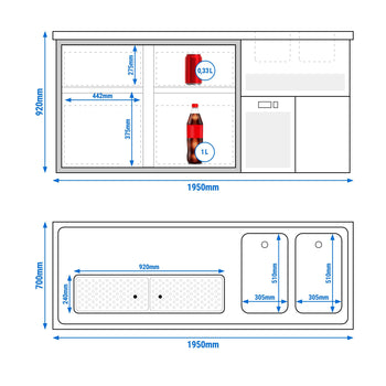 Barowy stół chłodniczy PREMIUM PLUS - 1950x700mm - 4 szuflady - Prime Gastro