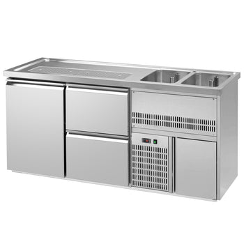 Barowy stół chłodniczy Premium PLUS - 1950x700mm - 1 drzwi & 2 szuflady - Prime Gastro