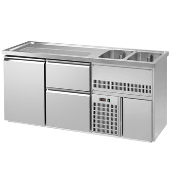 Barowy stół chłodniczy PREMIUM PLUS - 1950x700 mm - 1 drzwi & 2 szuflady - Prime Gastro