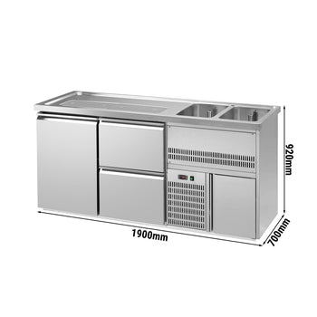 Barowy stół chłodniczy Premium PLUS - 1950x700mm - 1 drzwi & 2 szuflady - Prime Gastro