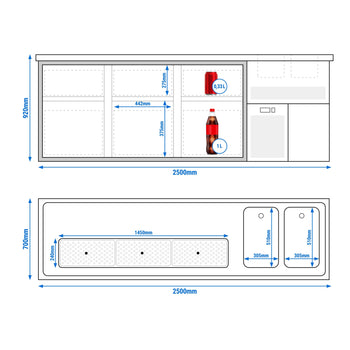 Barowy stół chłodniczy PREMIUM PLUS - 2500x700mm - 6 szuflad - Prime Gastro