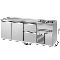 Lada barmańska PREMIUM PLUS - 2500x700mm - 2 Drzwi & 2 Szuflady
