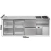 Stół chłodniczy barowy Premium PLUS – 2500 x 700 mm – z 2 drzwiami szklanymi i 2 szufladami 1/2