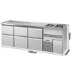 Stół chłodniczy barowy Premium PLUS – 2500 x 700 mm – z 6 szufladami 2/5 i 3/5