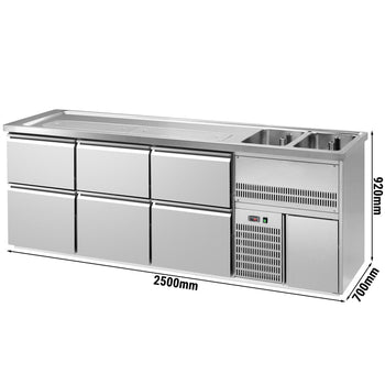 Barowy stół chłodniczy PREMIUM PLUS - 2500x700mm - 6 szuflad - Prime Gastro