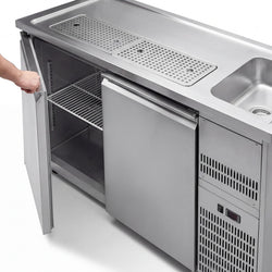 Lada barmańska PREMIUM PLUS - 1950x700mm - 2 Drzwi - z 2 komorami z prawej