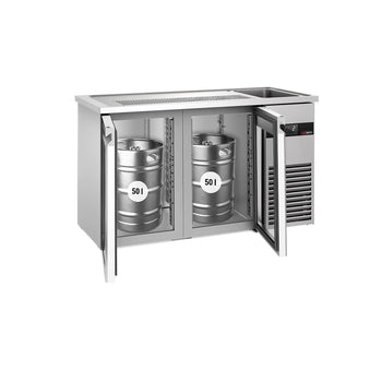 Barowy stół chłodniczy PREMIUM - 1550x700 mm - 2 szklane drzwi - Prime Gastro