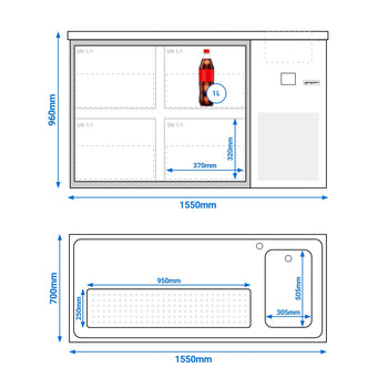 Barowy stół chłodniczy PREMIUM - 1550x700 mm - 4 szuflady - Prime Gastro