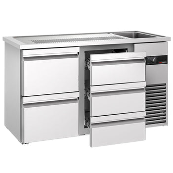 Barowy stół chłodniczy PREMIUM - 1550x700 mm - 5 szuflad - Prime Gastro