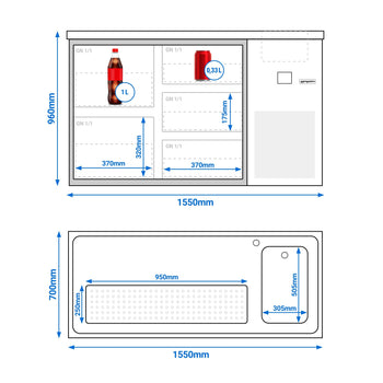 Barowy stół chłodniczy PREMIUM - 1550x700 mm - 5 szuflad - Prime Gastro