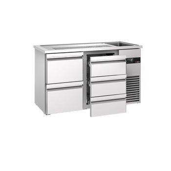 Barowy stół chłodniczy PREMIUM - 1550x700 mm - 5 szuflad - Prime Gastro