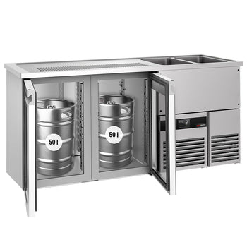 Barowy stół chłodniczy PREMIUM - 1950x700 mm - 2 szklane drzwi - Prime Gastro