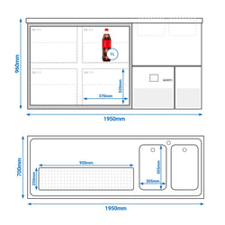 Barowy stół chłodniczy PREMIUM - 1950x700 mm - z 4 szufladami