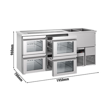 Barowy stół chłodniczy PREMIUM - 1950x700mm - 4 szklane szuflady - Prime Gastro
