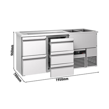 Barowy stół chłodniczy PREMIUM - 1950x700mm - 5 szuflad - Prime Gastro