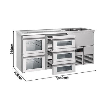 Barowy stół chłodniczy PREMIUM - 1950x700mm - 5 szklanych szuflad - Prime Gastro