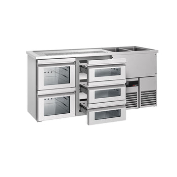 Barowy stół chłodniczy PREMIUM - 1950x700mm - 5 szklanych szuflad - Prime Gastro
